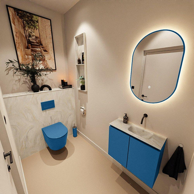 MONDIAZ TURE-DLUX 60cm toiletmeubel Jeans. EDEN wastafel Ostra positie rechts. Zonder kraangat.