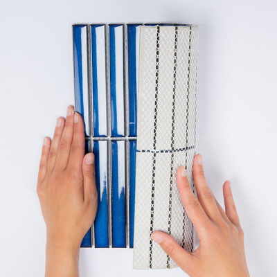 The Mosaic Factory Sevilla mozaïektegel - 29.6x29.9cm - wandtegel - Rechthoek - Porselein Jeans Blue Glans