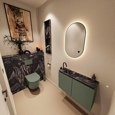 MONDIAZ TURE-DLUX 80cm toiletmeubel Army. EDEN wastafel Lava positie links. Met 1 kraangat.