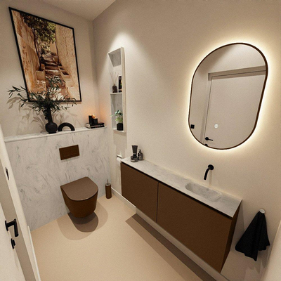 MONDIAZ TURE-DLUX 120cm toiletmeubel Rust. EDEN wastafel Opalo positie rechts. Zonder kraangat.