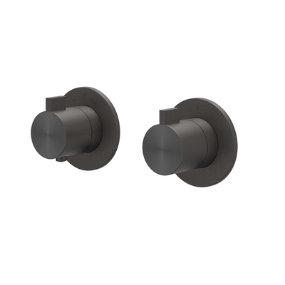 IVY Tribe Afbouwdeel - voor Inbouwthermostaat - 2-weg stop-omstel - Symmetry - rond rozet - RVS316 geborsteld carbon black PVD