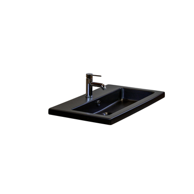 HR badmeubelen Djazz Wastafel - 81x45.5x4cm - 1 kraangat - keramiek zwart mat
