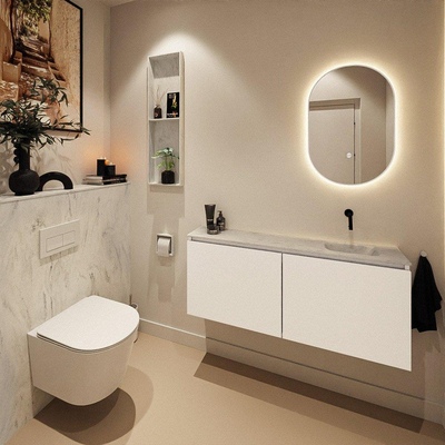 MONDIAZ TURE-DLUX 120cm toiletmeubel Talc. EDEN wastafel Opalo positie rechts. Zonder kraangat.