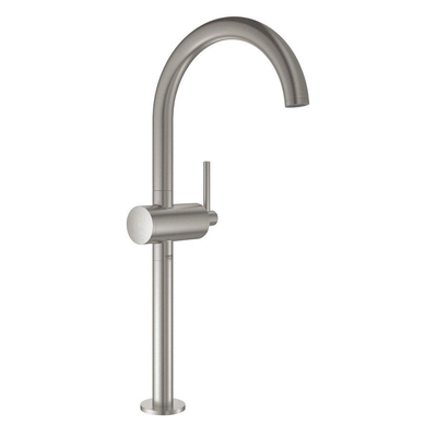 GROHE Atrio Wastafelkraan Opbouw - uitloop 18cm - XL-size - push open - afvoerplug - brushed supersteel