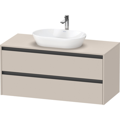 Duravit Ketho 2 wastafelonderbouwkast incl. consoleplaat met 2 laden 120x55x56.8cm met handgrepen antraciet taupe mat