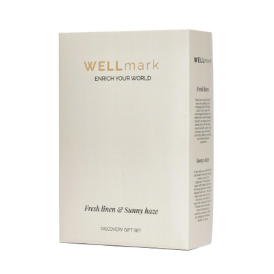 Wellmark Discover giftset - handzeep en geurkaars - fresh linnen - helder glas