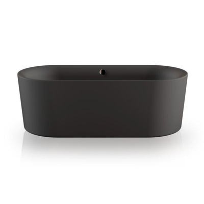 Plieger Kansas Vrijstaand bad - 180x80x60cm - met waterinlaat - met af- en overloopgarnituur - met poten - acryl - mat zwart