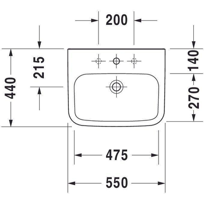 Duravit Durastyle wastafel 55x44cm 1 kraangat wondergliss wit