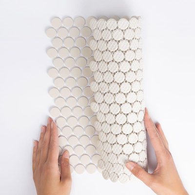 The Mosaic Factory Venice Pennyround mozaïektegel 1.9x0.5cm wandtegel voor binnen en buiten Rond Keramiek Crème