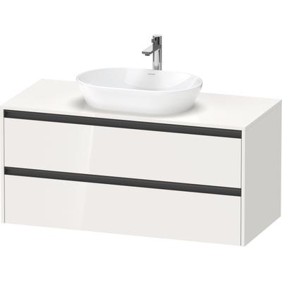 Duravit Ketho 2 wastafelonderbouwkast incl. consoleplaat met 2 laden 120x55x56.8cm met handgrepen antraciet hoogglans wit