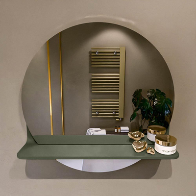 Mondiaz SPOT Badkamerspiegel - rond 50cm - spiegelplanchet - kleur Army