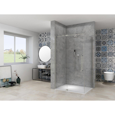 Van Rijn Products ST08 Vaste wand 985-1005 x 2000mm 8 mm Helder glas incl. Glasbehandeling RVS muurprofiel