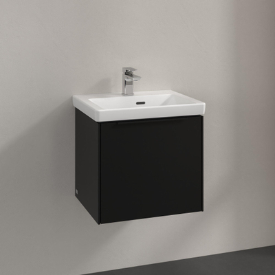 Villeroy & Boch Subway 3.0 wastafelonderkast 50x40x40cm met Volcano Black greep 1 softclose lade 1 sifonuitsparing spaanplaat volcano black