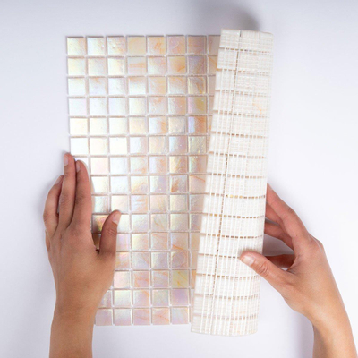 The Mosaic Factory Amsterdam mozaïektegel - 32.2x32.2cm - wand en vloertegel - Vierkant - Glas Light Pink glans