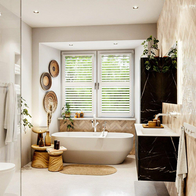 Mondiaz VICA Badkamermeubelset - 120cm - Marquina 4 lades - Wastafel CLOUD - rechts - zonder kraangat - kleur talc - XL versie 60cm hoog