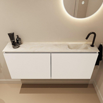 MONDIAZ TURE-DLUX 120cm toiletmeubel Talc. EDEN wastafel Ostra positie rechts. Met 1 kraangat.