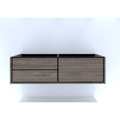 HR Badmeubelen Rize wastafelkast - 2 laden links (80cm)/1 hoge lade rechts (80cm) - greeploos push2open - 160 x 45 x 45 cm - espresso