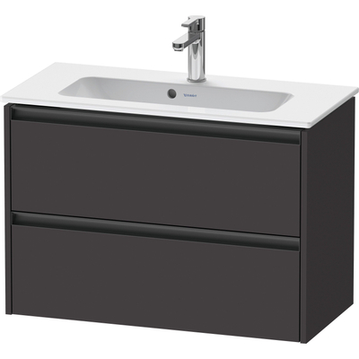 Duravit Ketho 2 wastafelonderbouwkast met 2 laden 81x39x54.9cm met grepen antraciet grafiet supermat