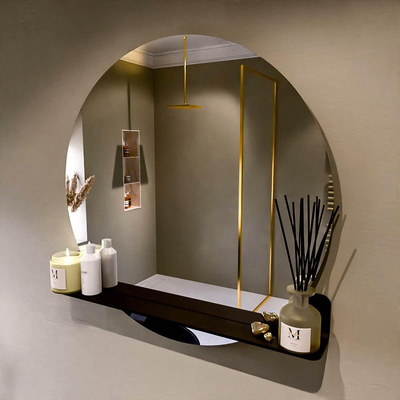 Mondiaz SPOT Badkamerspiegel - rond 90cm - spiegelplanchet - kleur Urban