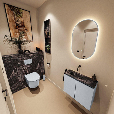 MONDIAZ TURE-DLUX 60cm toiletmeubel Clay. EDEN wastafel Lava positie links. Zonder kraangat.