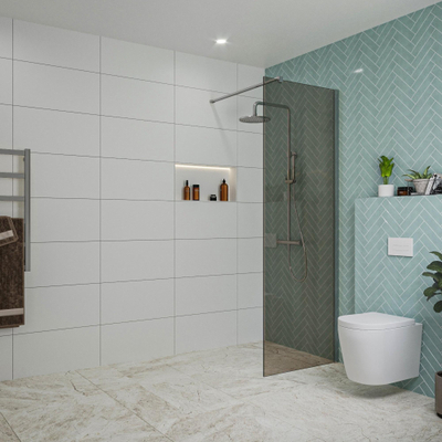 FugaFlow Eccelente Vetro inloopdouche badkamer - 70x200cm - rookglas - wandarm - chroom