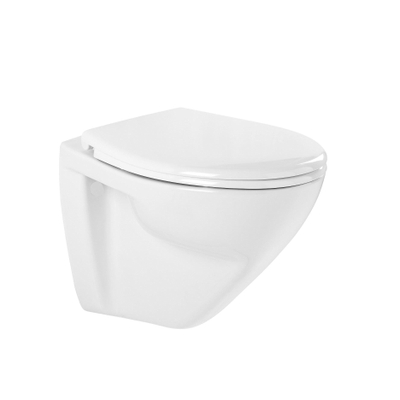 QeramiQ Cetus Confort Wandtoilet - 52x36x43.5cm - spoelrandloos - verhoogd 6cm - softclose en quickrelease zitting - glans wit