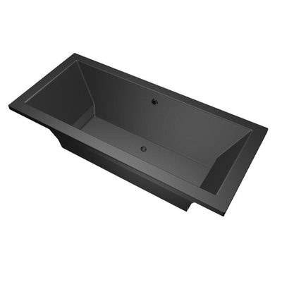 Xenz Society ligbad - 175x80cm - met overloop - zonder afvoer - Acryl Ebony mat