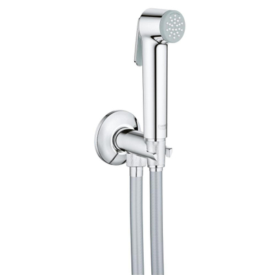 GROHE Tempesta-F Trigger Spray 30 Handdoucheset - 1 straalsoort - rond - met houder - met geïntegreerde hoekstopkraan - gladde slang - 125cm - chroom