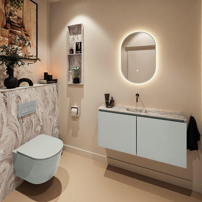 MONDIAZ TURE-DLUX 100cm toiletmeubel Greey. EDEN wastafel Glace positie midden. Zonder kraangat.