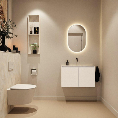 MONDIAZ TURE-DLUX 80cm toiletmeubel Talc. EDEN wastafel Ostra positie midden. Zonder kraangat.