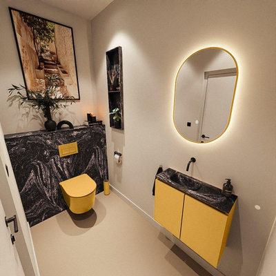 MONDIAZ TURE-DLUX 60cm toiletmeubel Ocher. EDEN wastafel Lava positie links. Zonder kraangat.
