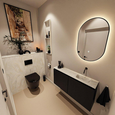 MONDIAZ TURE-DLUX 100cm toiletmeubel Urban. EDEN wastafel Ostra positie rechts. Zonder kraangat.