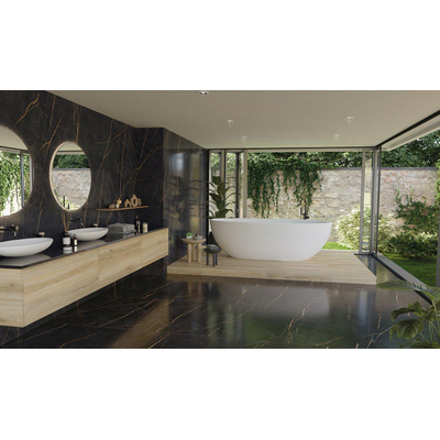 EnergieKer Saint Laurent wand- en vloertegel - 120x120cm - gerectificeerd - Marmerlook - Laurent mat (zwart)