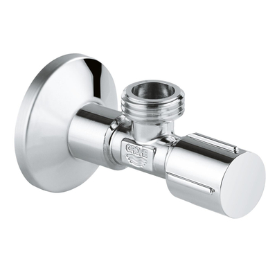 GROHE hoekstopkraan buitendraad met teflon dichtingsring 1/2 x1/2 met metalen greep chroom