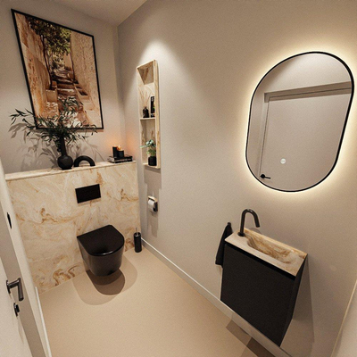MONDIAZ TURE-DLUX 40cm toiletmeubel Urban. EDEN wastafel Frappe positie rechts. Met 1 kraangat.
