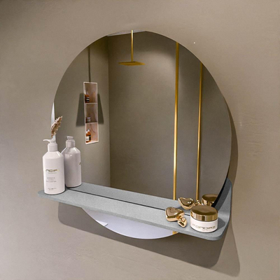 Mondiaz SPOT Badkamerspiegel - rond 60cm - spiegelplanchet - kleur Plata