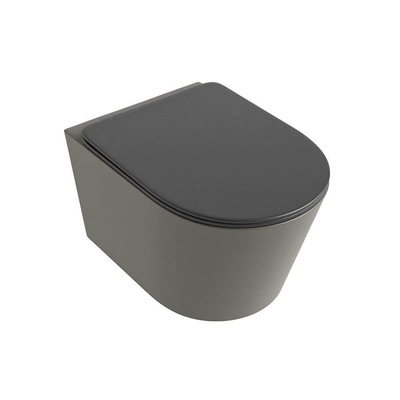 MONDIAZ LAVIE wandclosetpack - 36x53cm - diepspoel - rimless - Smoke (grijs) - softclose - quick-release - toiletzitting - Dark grey (grijs)