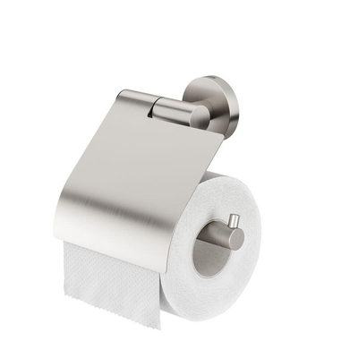 Tiger Boston Toiletrolhouder - met klep - geborsteld RVS