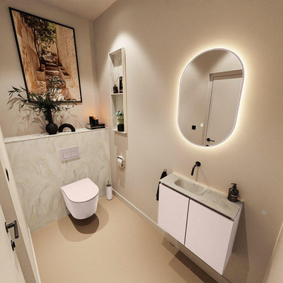 MONDIAZ TURE-DLUX 60cm toiletmeubel Rosee. EDEN wastafel Ostra positie links. Zonder kraangat.
