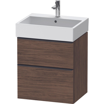 Duravit D-Neo wastafelonderkast 58.4x62.5x44.2cm 2 lades Noten (donker) Mat