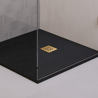 BRAUER Relievo Crag Afvoerrooster - 13.1x13.1x1cm - Goud geborsteld