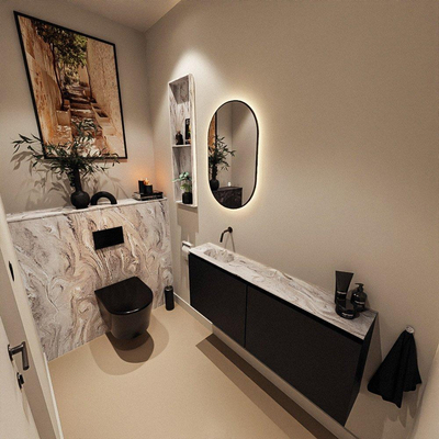 MONDIAZ TURE-DLUX 120cm toiletmeubel Urban. EDEN wastafel Glace positie links. Zonder kraangat.
