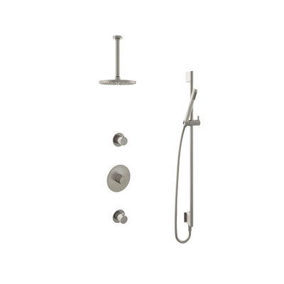 Hotbath Buddy IBS Regendoucheset - 30cm plafondarm - 20cm ronde hoofddouche - staafhanddouche - glijstang - geborsteld nikkel