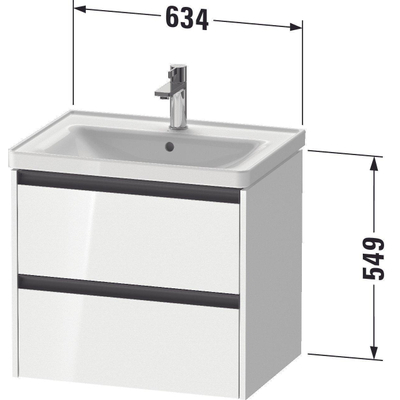 Duravit Ketho 2 wastafelonderbouwkast met 2 laden 63.4x45.5x54.9cm met grepen antraciet basalt mat