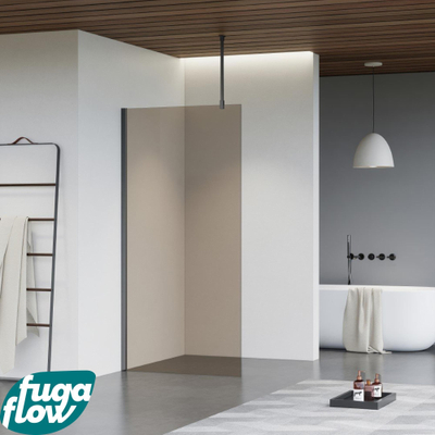 FugaFlow Eccelente Vetro inloopdouche badkamer - 140x200cm - rookglas - plafondarm - gunmetal