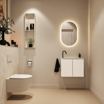 MONDIAZ TURE-DLUX 60cm toiletmeubel Talc. EDEN wastafel Ostra positie links. Met 1 kraangat.