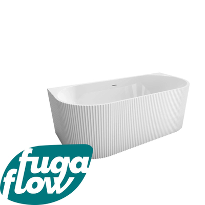 FugaFlow Eccelente Anta half vrijstaand bad - ribbel - 170x80x58cm - met afvoer - acryl - mat wit