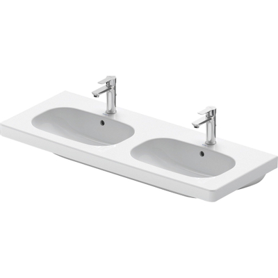 Duravit D code dubbele meubelwastafel 120x49cm 2 kraangaten met overloop wit