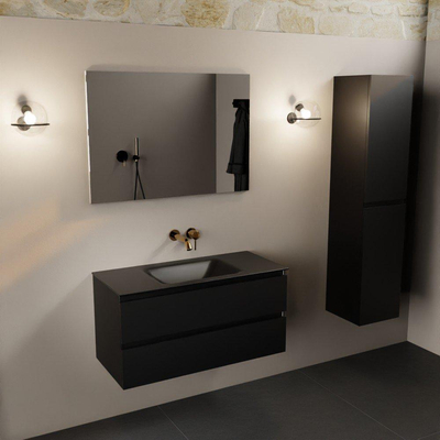 Mondiaz Aivy badmeubelset - 100x45x50cm - 0 kraangaten - 1 wasbak urban Solid surface - Midden - 2 lades - Zonder spiegel - MDF Urban