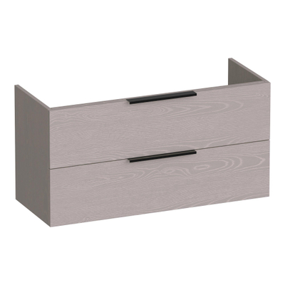 BRAUER Elevate wastafelonderkast ondiep 100 excl. opleggrepen 2 softclose lades en 1 sifon uitsparing - Timber Greige